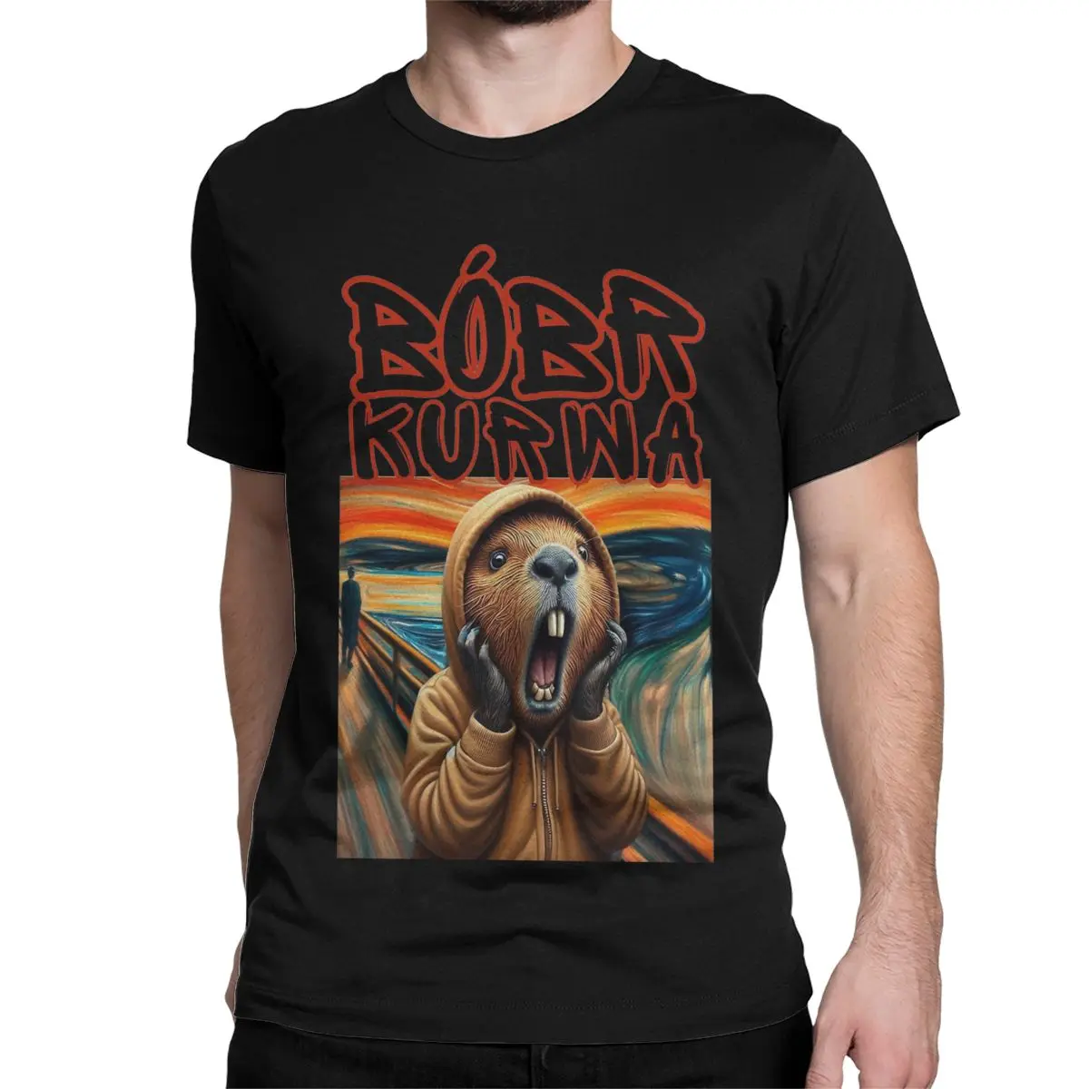 Men Kurwa Bobr Bober Beaver Boberek The Scream T Shirt 100% Cotton Tops Humor Short Sleeve Crewneck Tees Plus Size T-Shirt