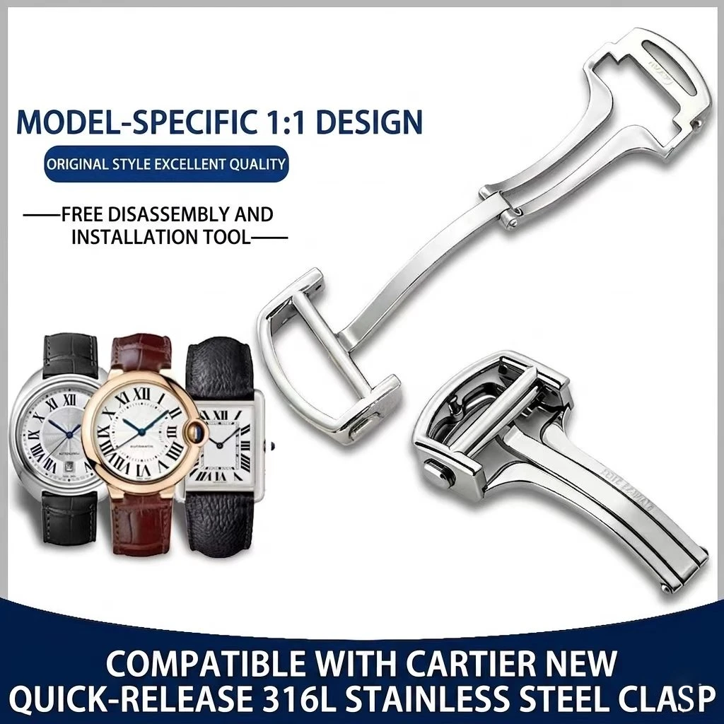 14mm 16mm 18mm Fit For Cartier 316L Stainless Steel Deployant Watch Buckle Fine Manufacture New Version Watch Clasp
