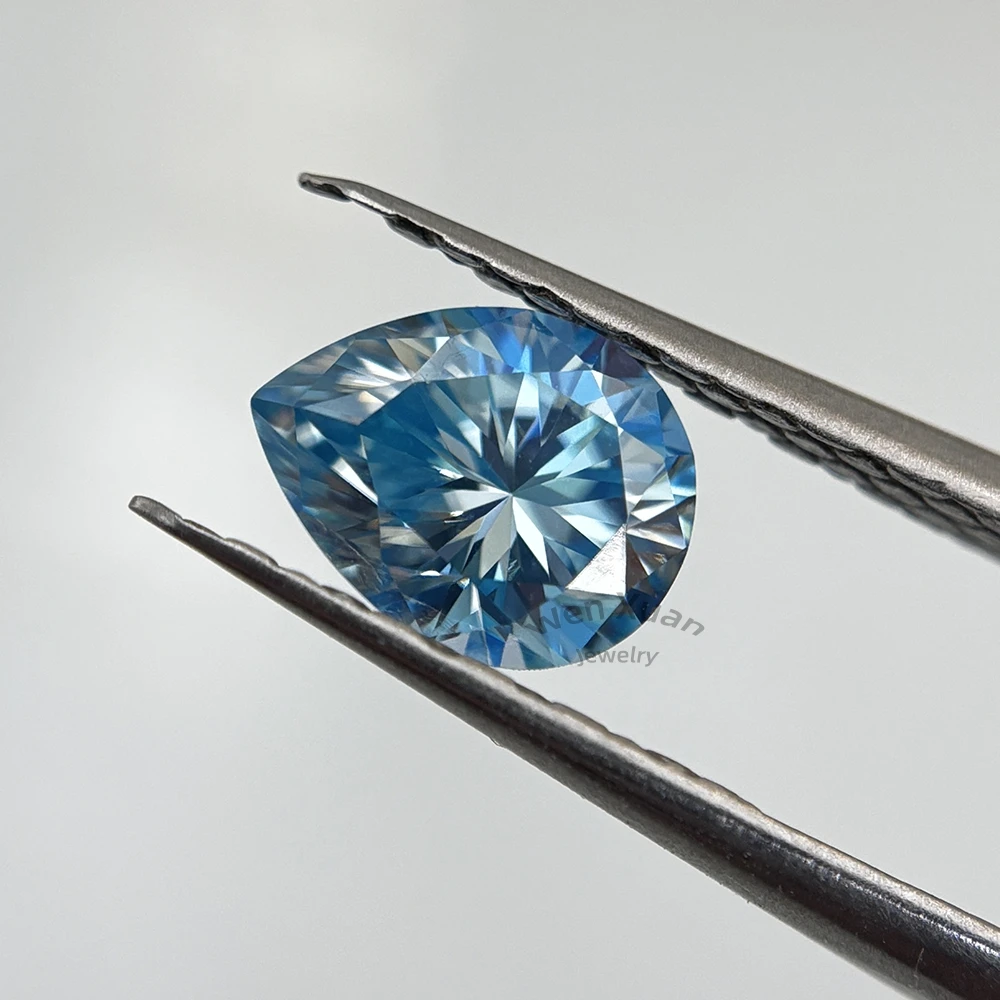 

Pear Cut Bright Ice Blue Color VVS1 Loose Moissanite Stone Gemstone 4x6-9x13mm 0.5-5ct Real jewelry GRA Certificate