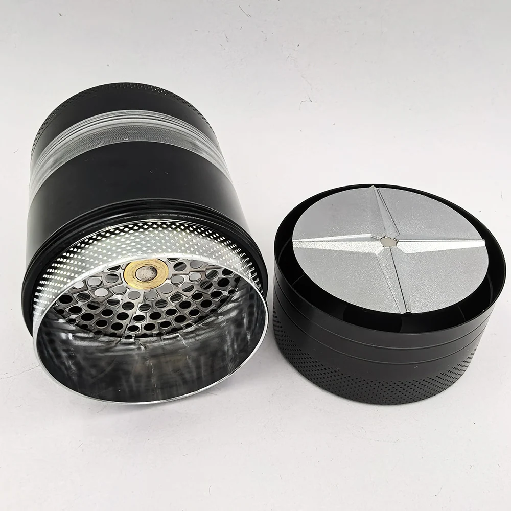 New 55MM Toothless Manual Metal Herb Grinder Spice Crusher Large-capacity Portable Toothless Design Transparent Screen Catcher