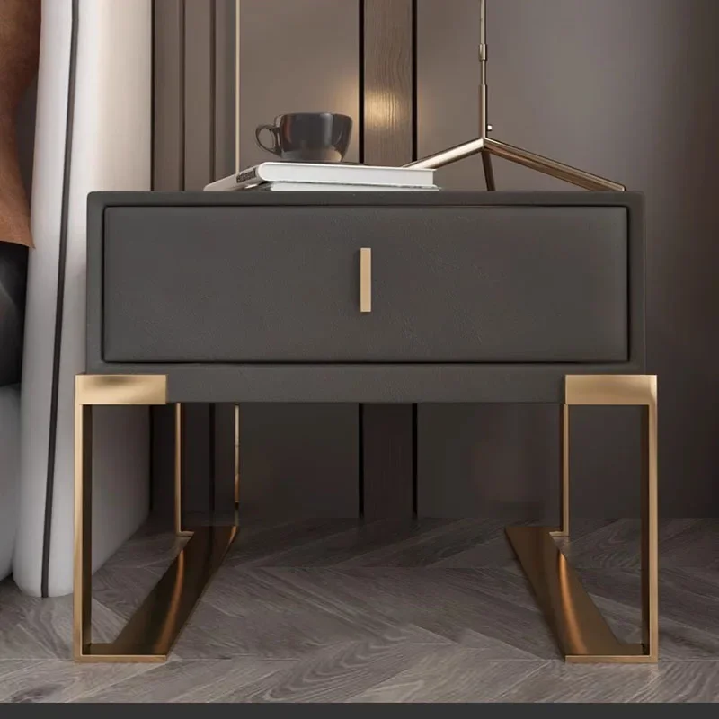 Italian Style Simple Modern Bedside Table Nordic Household Small Lockers Installation Free Light Luxury Bedroom Furniture