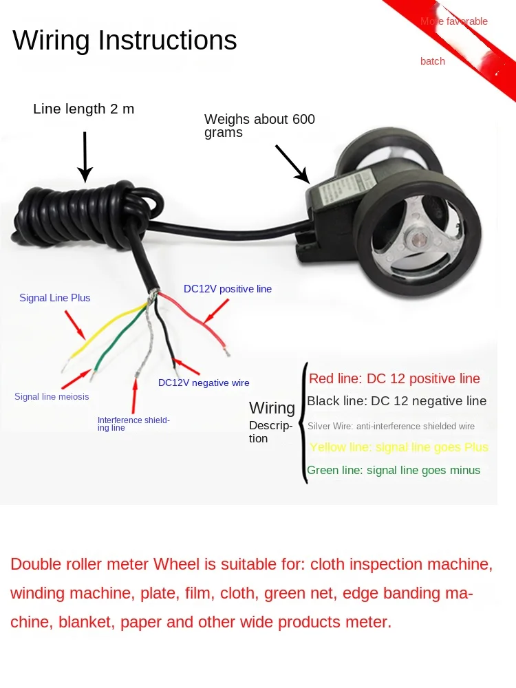 Meter wheel length measuring sensor encoder wheel glued synchronizer wheel metroscope accessories AB phase LK-80