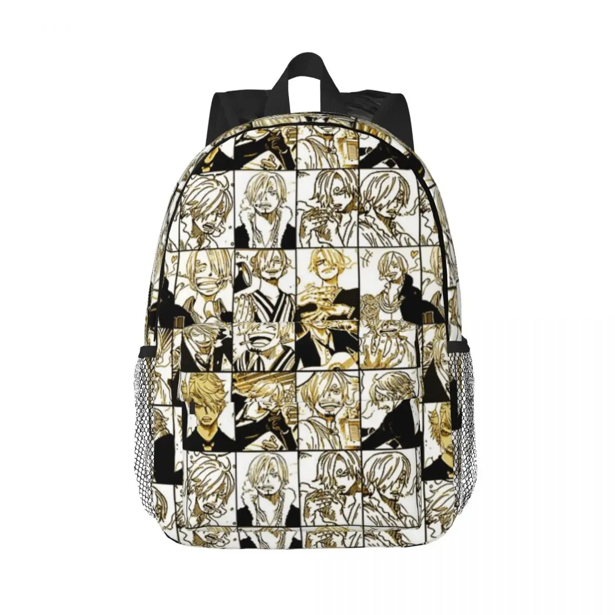 Sanji - Mochila escolar casual leve impressa com colagem de painel mangá de uma peça para escola, ao ar livre, compras, escritório 15 polegadas