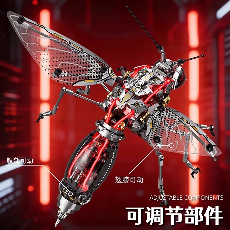 

Compatible Building Blocks Mechanical Mosquito With LED Lights Wobble Insect Animal Assembly Kit For Boys Birthday Gift Decor