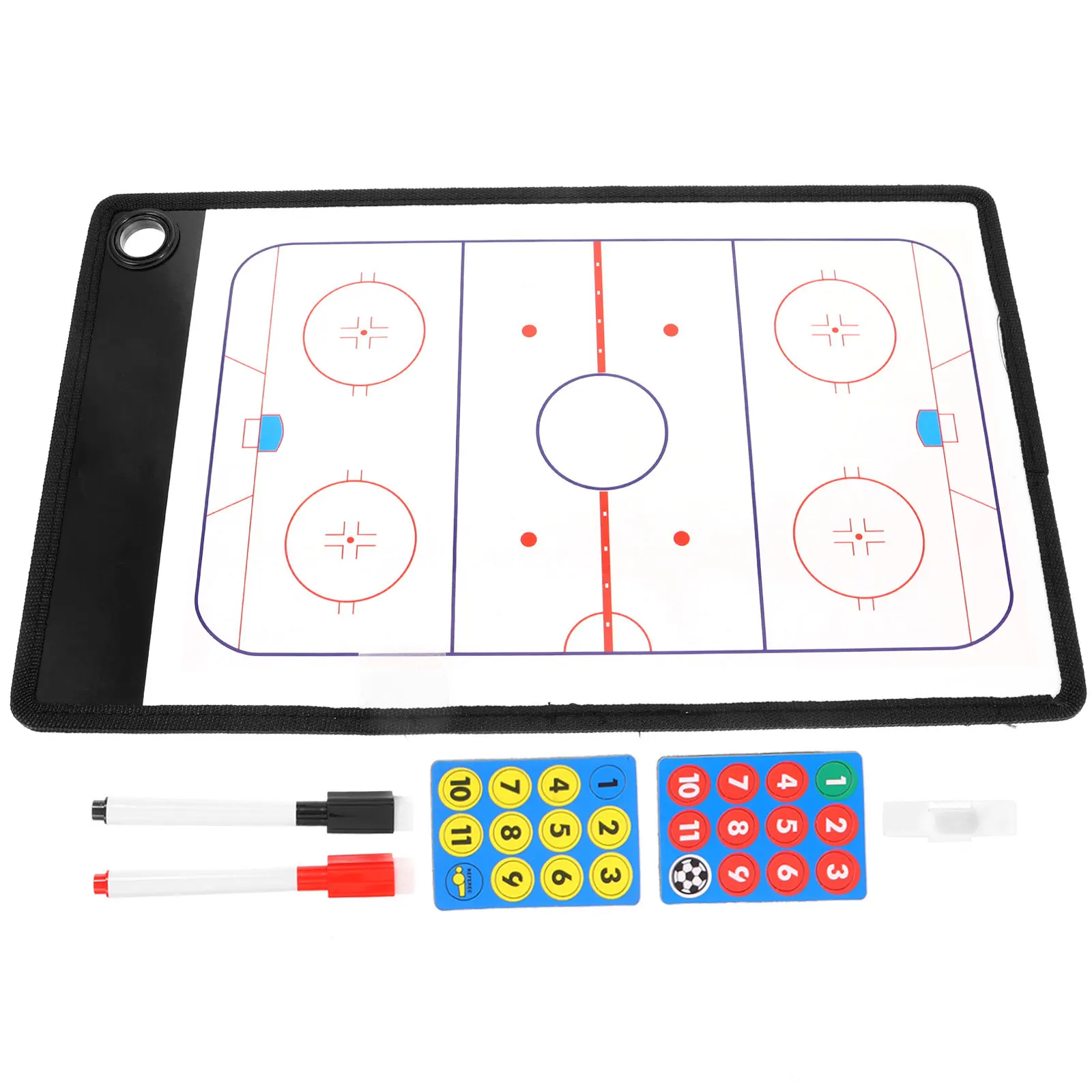 1Set Reusable Ice Hockey Coaching Board PVC Puck Strategy Training Board Double-Sided Wipeable Tactics Clipboard for Game Play