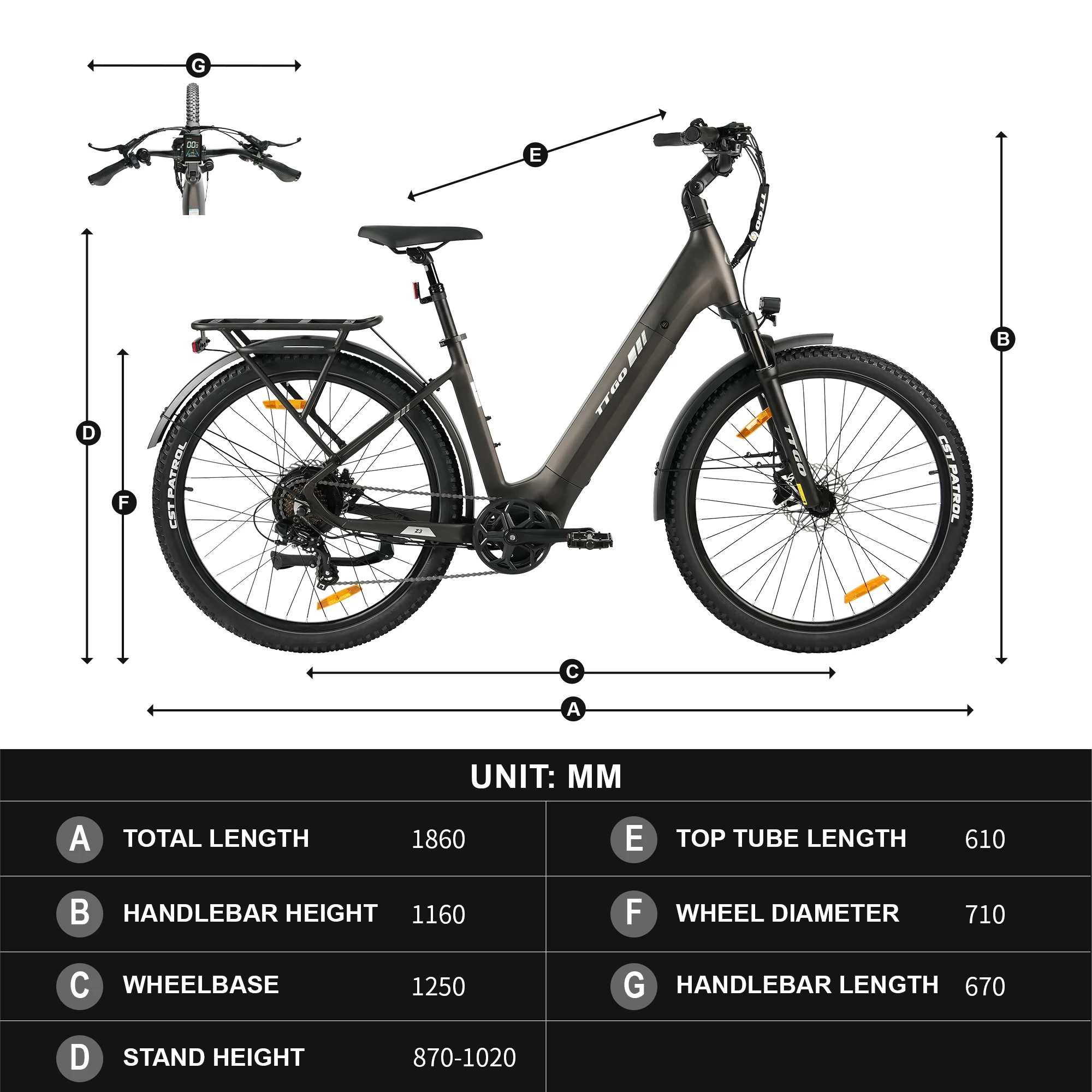 TTGO Z3 27,5 Zoll Erwachsenen-Elektrofahrrad 250W Motor 48V15Ah Akku City E-Bike 120 KM Reichweite Elektrofahrrad für Männer & Frauen – Detail 12