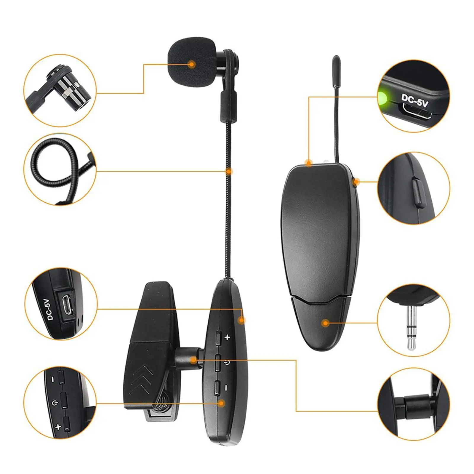 

Wireless Microphone System Wireless Saxophone Microphone for Trumpet Singing