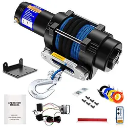 12V 4500 lb electric winch Synthetic Rope ATV UTV Winch with mounting bracket for ATV/UTV traction