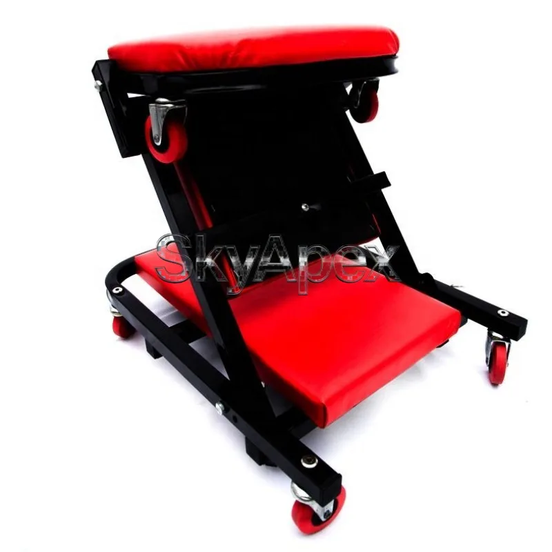 Folding Rolling Car Repair Creeper  Multifunctional 2-in-1 Mechanic Stool Movable Garage Auto Repair Maintenance Working Stool