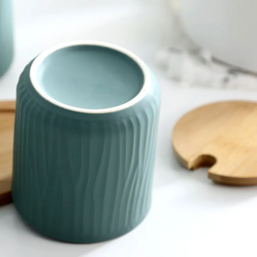 

9.5X28.5Cm Ceramic Spice Jar Set Premium Food Grade Seasoning Storage Box Removable Compartment Moistureproof Kitchen Organizer