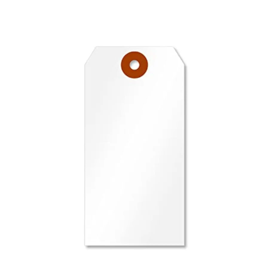 

Pack of 1000 Blank Shipping Tags Size-5 13pt Thick Cardstock Tags 2.375" x 4.75" Paper Hang Tags with Reinforced Fiber Patch Wi