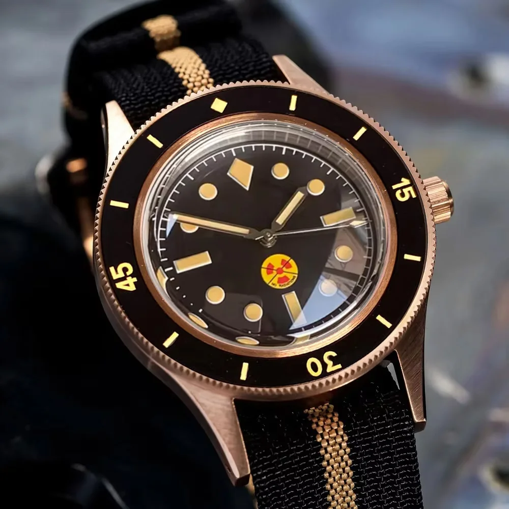 

Tandorio Vintage No radiation CUSN8 Real Bronze Mechanical Men Watch NH35 PT Dome Sapphire Glass 40MM Diving Watch Relojes