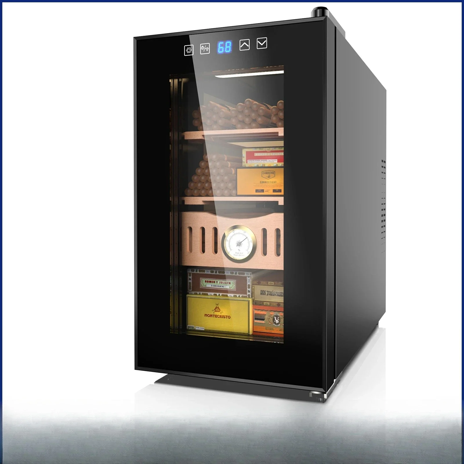 Premium 25L Electric Cigar Humidor Fridge | 200 Counts Capacity Cooling Control | Spanish Cedar Wood Shelves for Cigar Storage