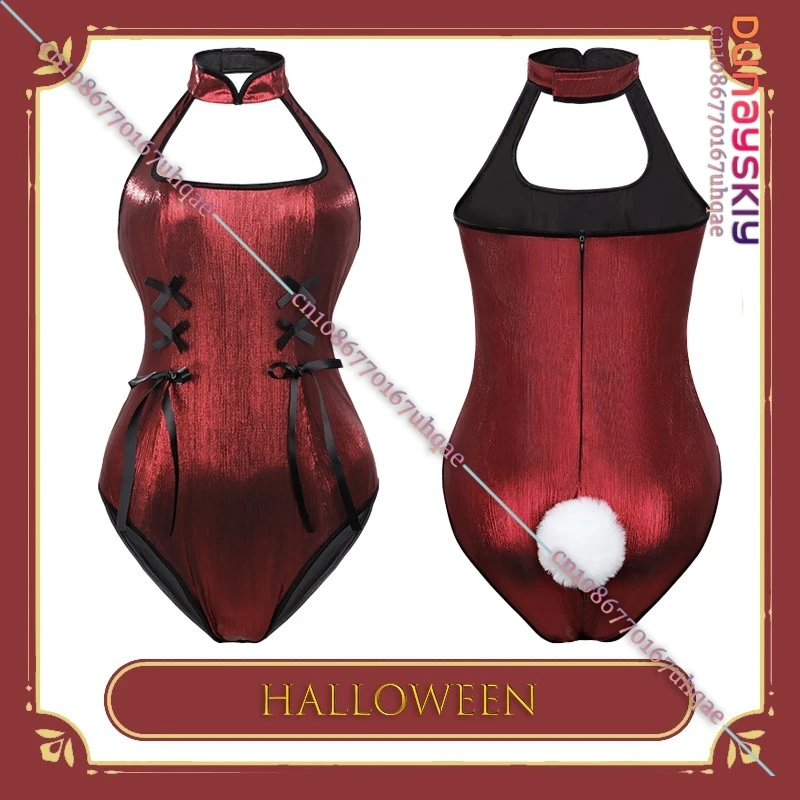 

Наряд для косплея кролика для девочек, сексуальный оригинальный японский костюм кролика, красный сексуальный комбинезон для фестиваля и вечеринки, женский стиль с подвесным вырезом {SAIKOU}