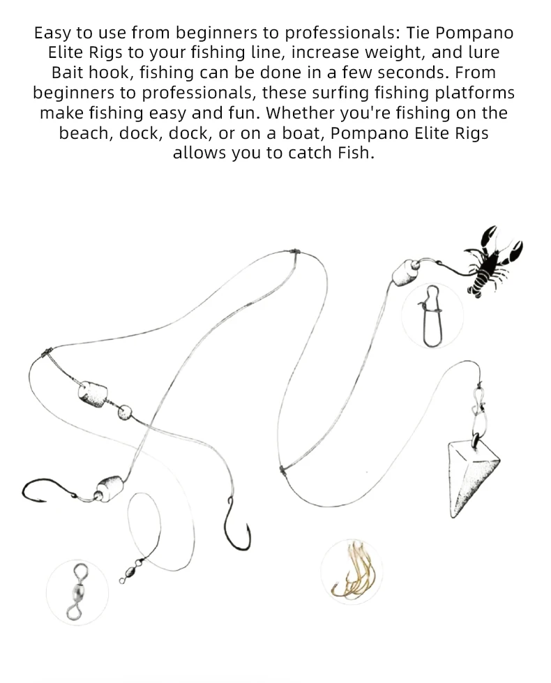 ZYZHE 1/3 Taschen Salzwasser-Pompano-Rigs Surf-Angelrigs mit 1/0 Circle Drop Shot Haken Drei-Haken-System Offshore-Angelausrüstung – Detail 5