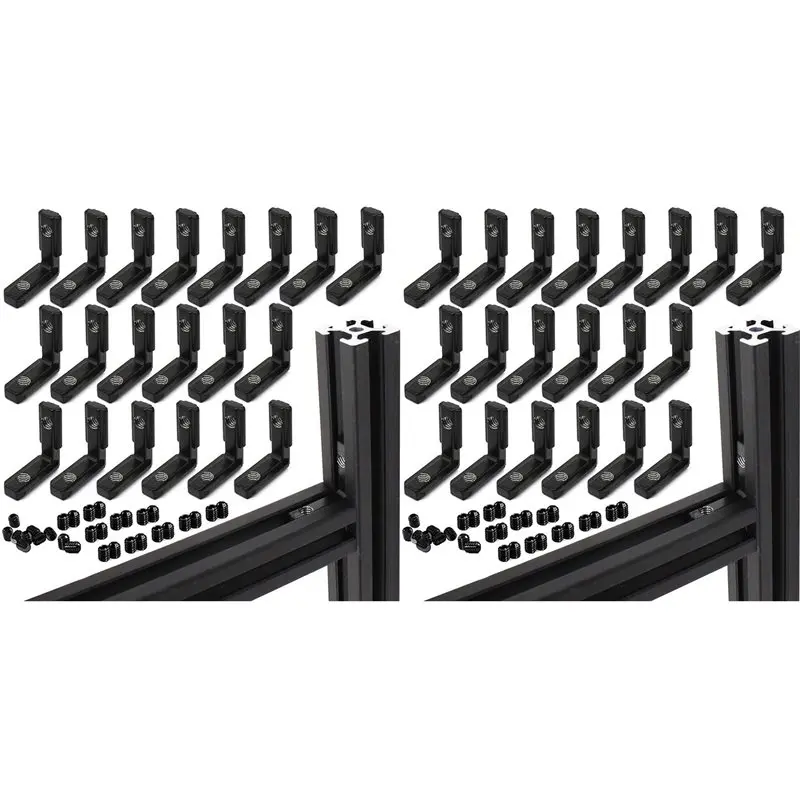 PERFECT MODERN 40Pcs 20S L Shape Black Inner Corner Connector Joint Bracket With Screws For 2020 Aluminum Profile With Slot 6Mm