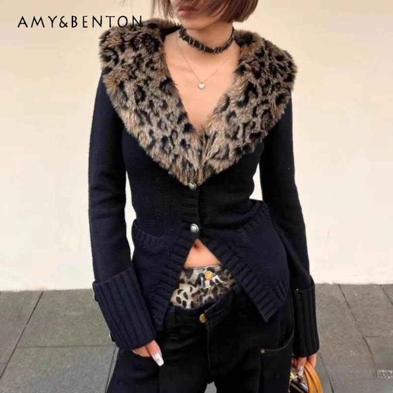 

Оригинальный дизайн, пушистое женское пальто с большими лацканами для девочек, осень-зима, новый сексуальный утягивающий свитер с низким вырезом, вязаный кардиган, женский