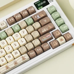 131Keys Capybara Keycap Cute Cartoon Sublimation OQO Keycap Personalized DIY Mechanical Keyboard Customized Keycap Green Brown