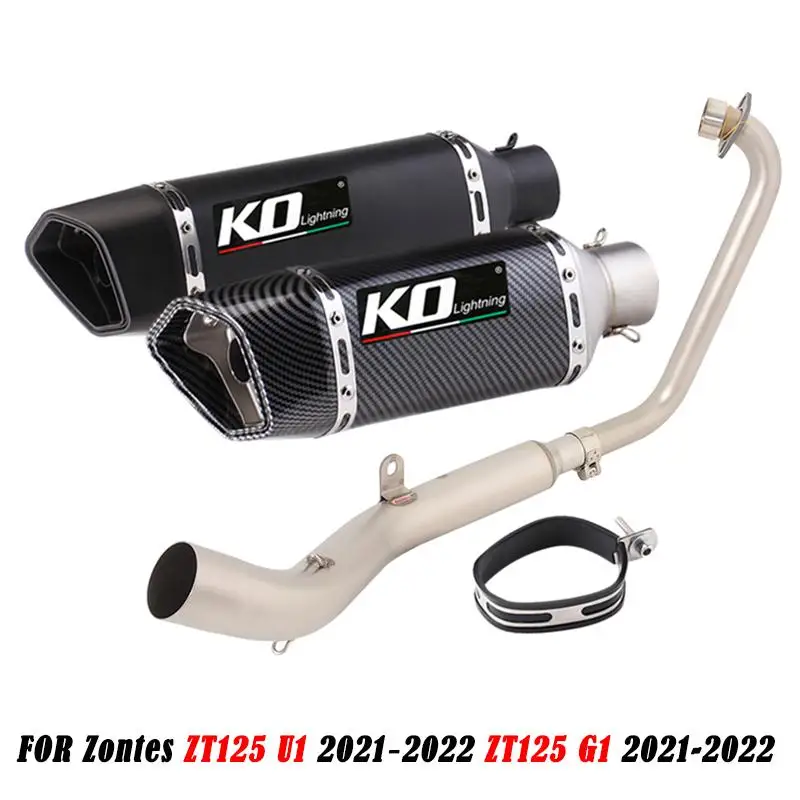 

51mm Exhaust Pipe For Zontes ZT125 U1 G1 21-22 Slip On Motorcycle Muffler Front Pipe Connect Tube With DB Killer Stainless Steel