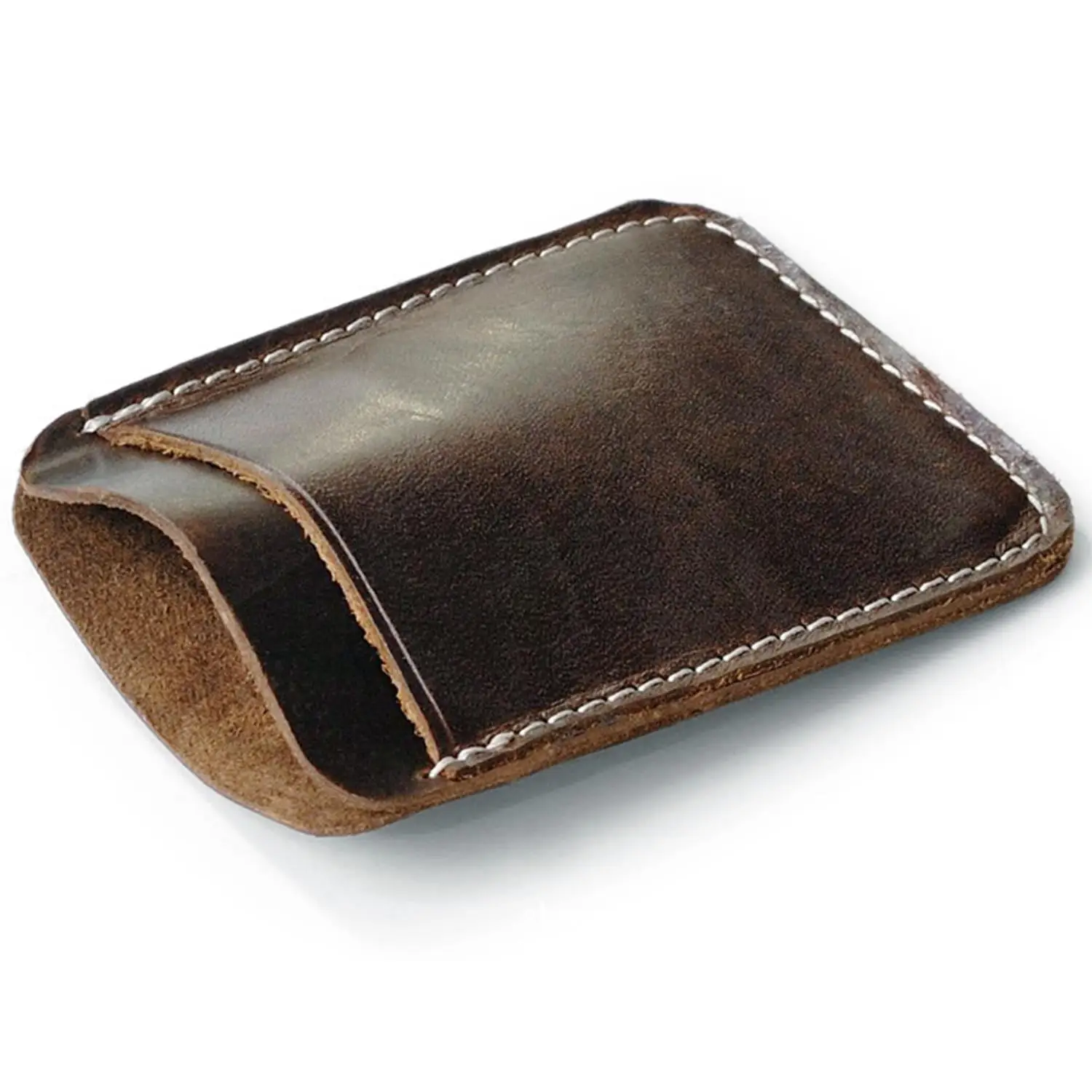 

New Leather Genuine Leather Money Clip Thin Slim Mini Wallet Metal Cash Clamp Men Credit Card Slot Man