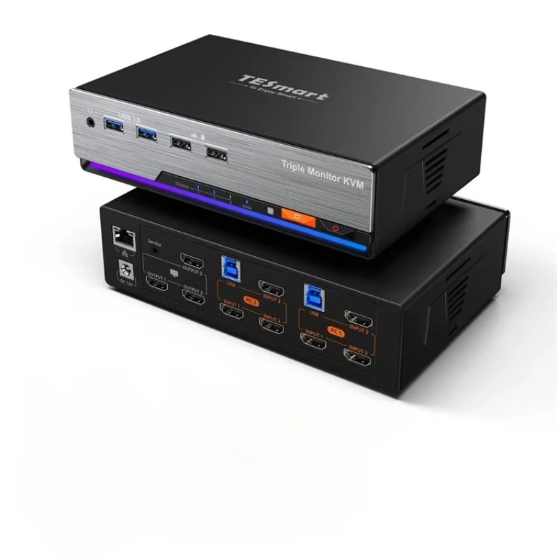 

Triple 4K60Hz for HDMI KVM Switch Gaming Dock W/ EDID 2x3 Video Switcher for 2 PCs & 3 Monitors in Stock