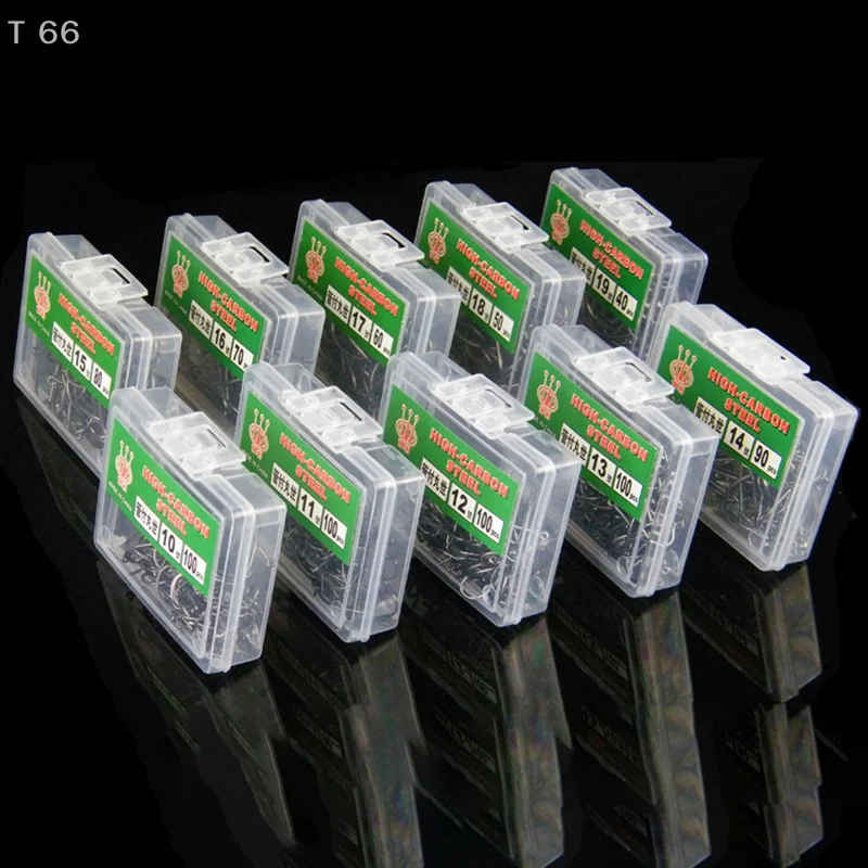 100 قطعة مع حلقة وسلك شائك أنبوب محاصر خطاف Maruse أسود عالي الكربون الصلب Coon وخطافات صيد الأسماك البحرية