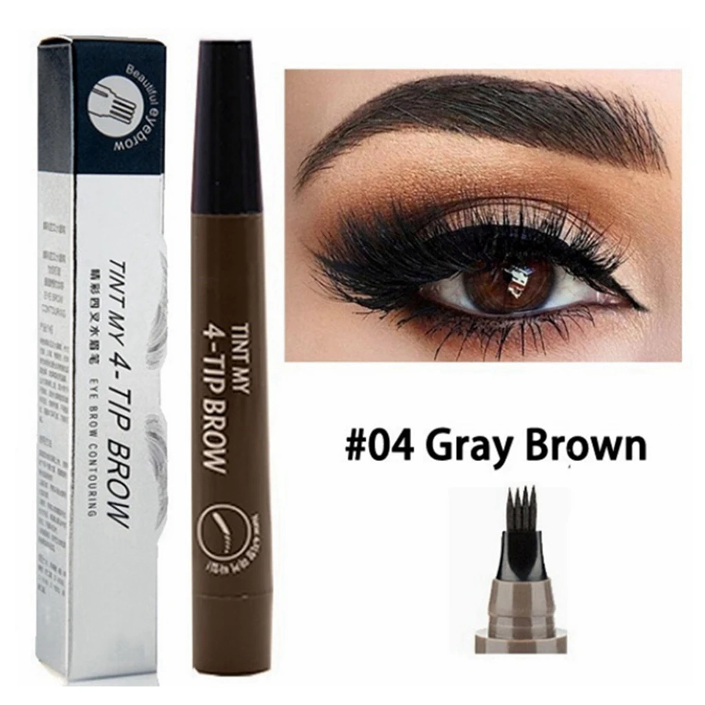 Women Girls Liquid Eyebrow Pen Waterproof Fork Tip Eyebrow Tattoo Pencil Long Lasting Fine Sketch Pen