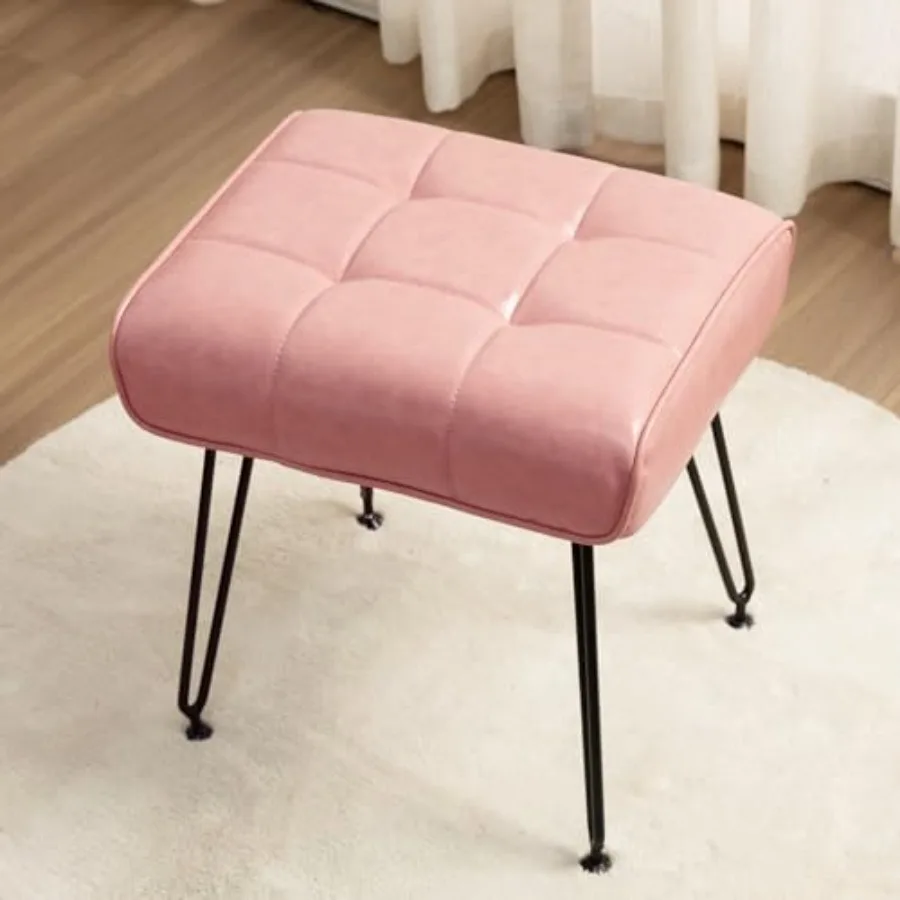 

PU Leather Vanity Stools Vanity Stool Chairs for Makeup Faux Leather Feet Stools Ottoman with Metal Leg Make up Chairs for Vani