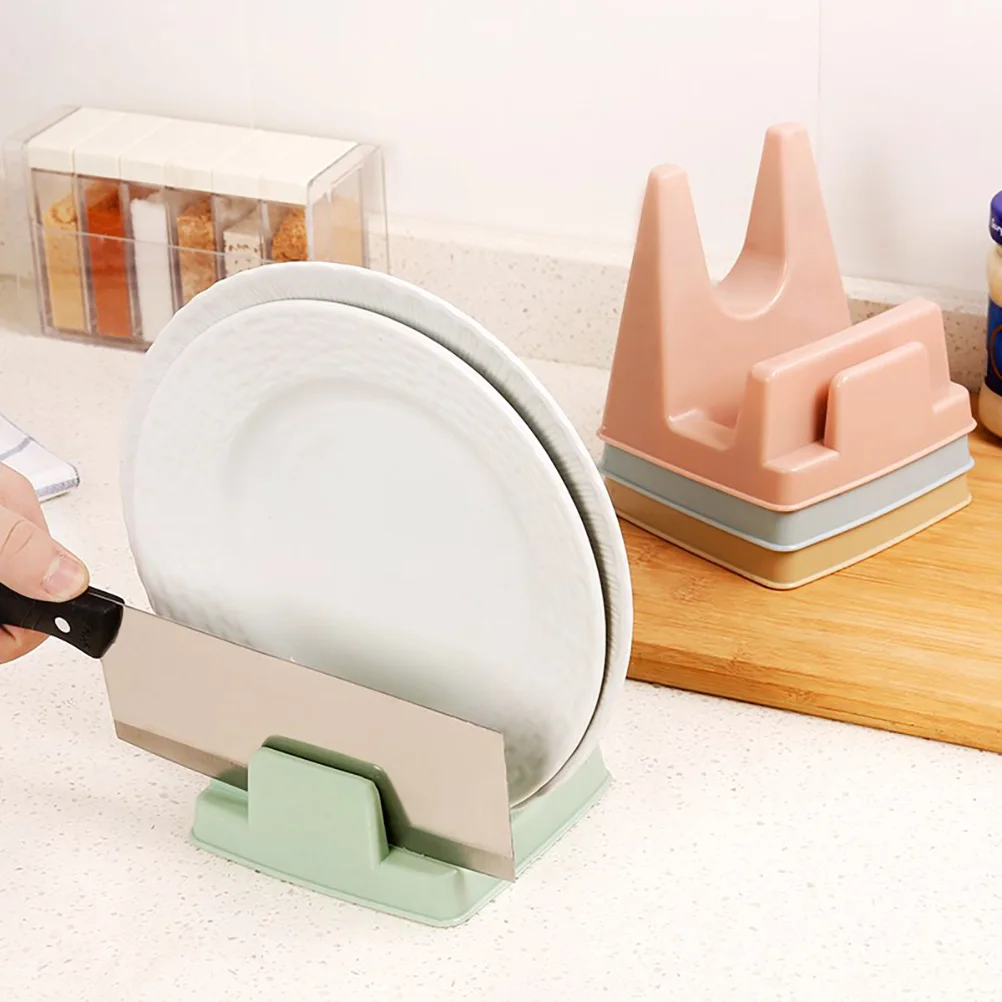 

2pcs Plastic Pot Lid Holder 2 Tier Pan Cover Shelf U-Shaped Groove Non-Slip Kitchen Organizer Rack For Cutting Board Knife