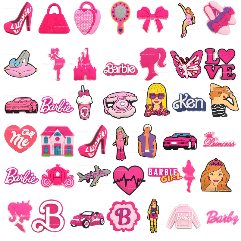 Barbie Buckles for Shoe Charms Decoration Cute Cartoon PVC Hooks for Girls DIY Kids X-mas Gifts