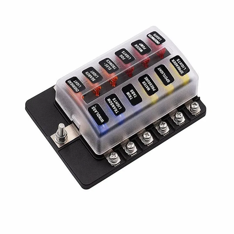 6 Way 8 Way 10 Way 12 Way Blade Fuse Box with Negative Bus for Car RV Boat Marine Truck