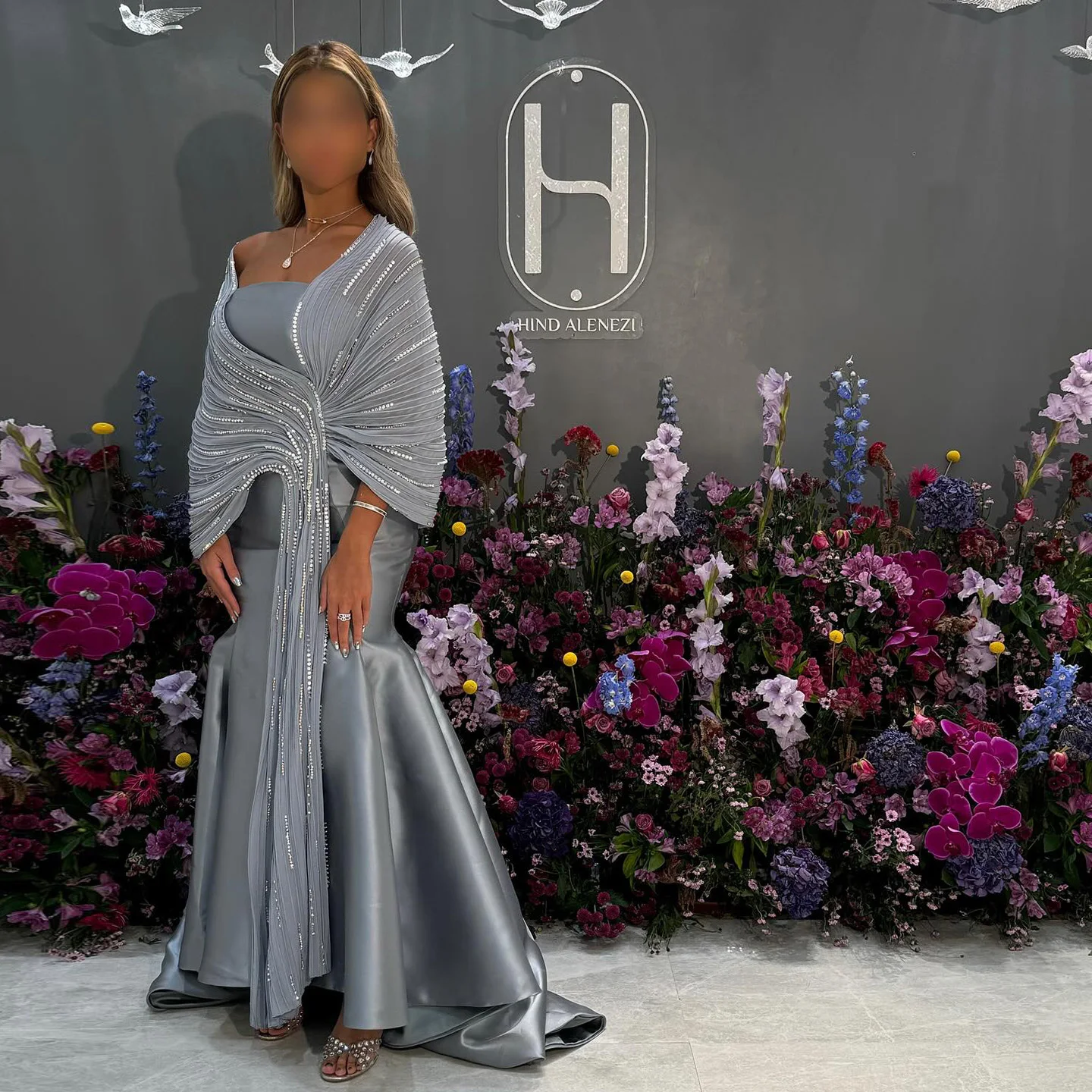 

Шарон Саид Серые вечерние платья русалки со складками розового цвета с накидкой на рукавах Женское свадебное вечернее платье SF396 по индивидуальному заказу