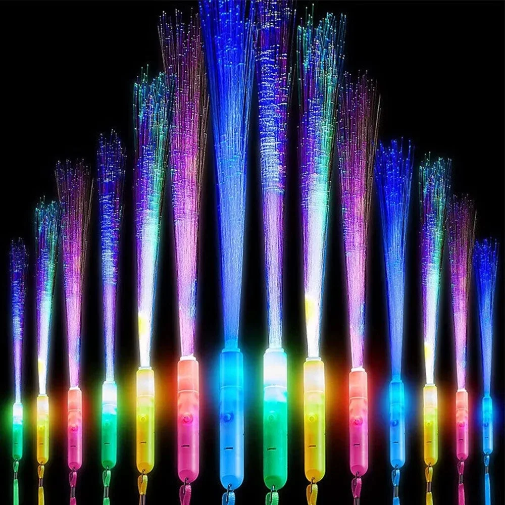 12pcs LED Glow Stick Colorful Fiber Glow Stick LED Toy Party Night Light Props Christmas Birthday Gift Wedding Party Gifts