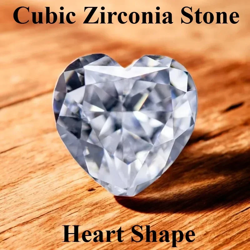 

White Color 5A Grade Heart Shape 4k Crushed Ice Cut Cubic Zirconia Stones Lab Synthetic Zircon Gems High Quality Jewelry Making