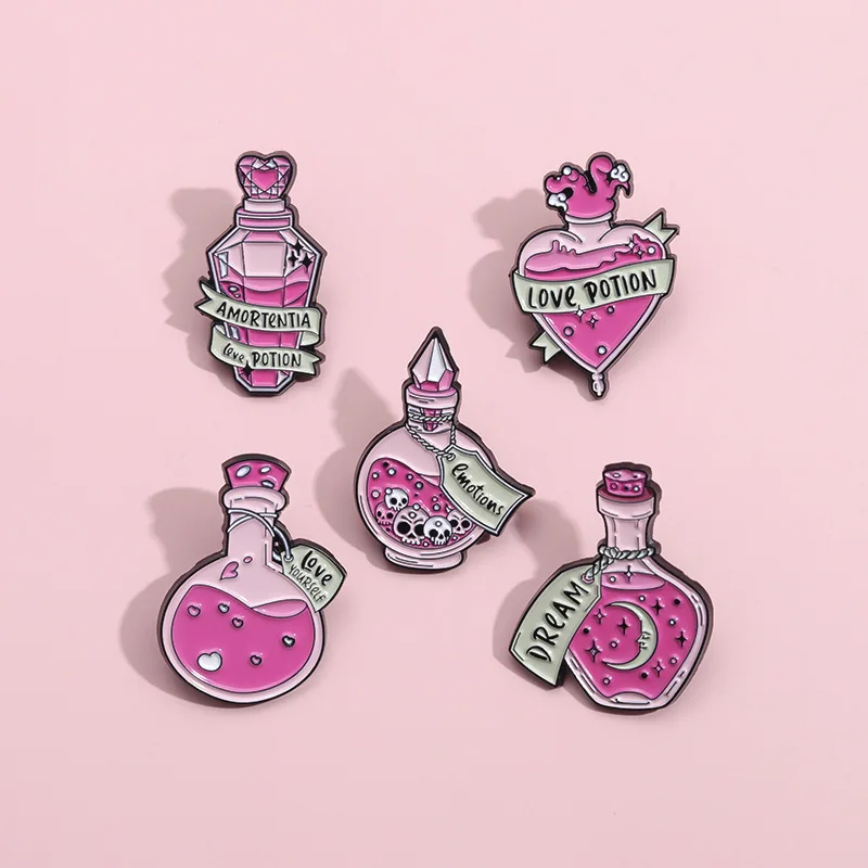 Cute Magic Enamel Brooch Frog Bat Coffin Black Cat Moon Magic Girl Moth Horror Dagger Team Witch Badge Punk Lapel Pins Jewelry