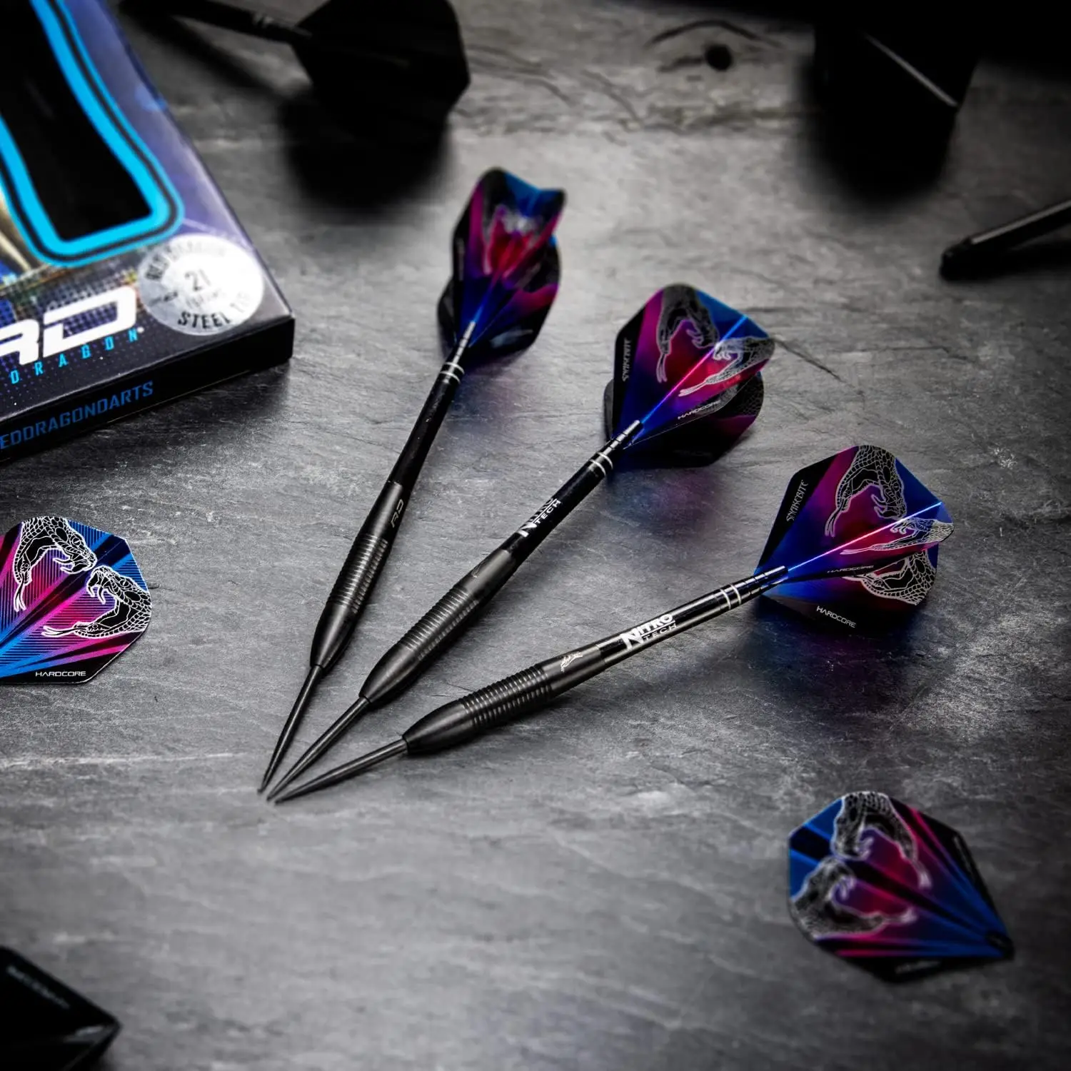 Peter Wright Snakebite 3: 22g or 26g Tungsten Darts Set with Flights and Stems