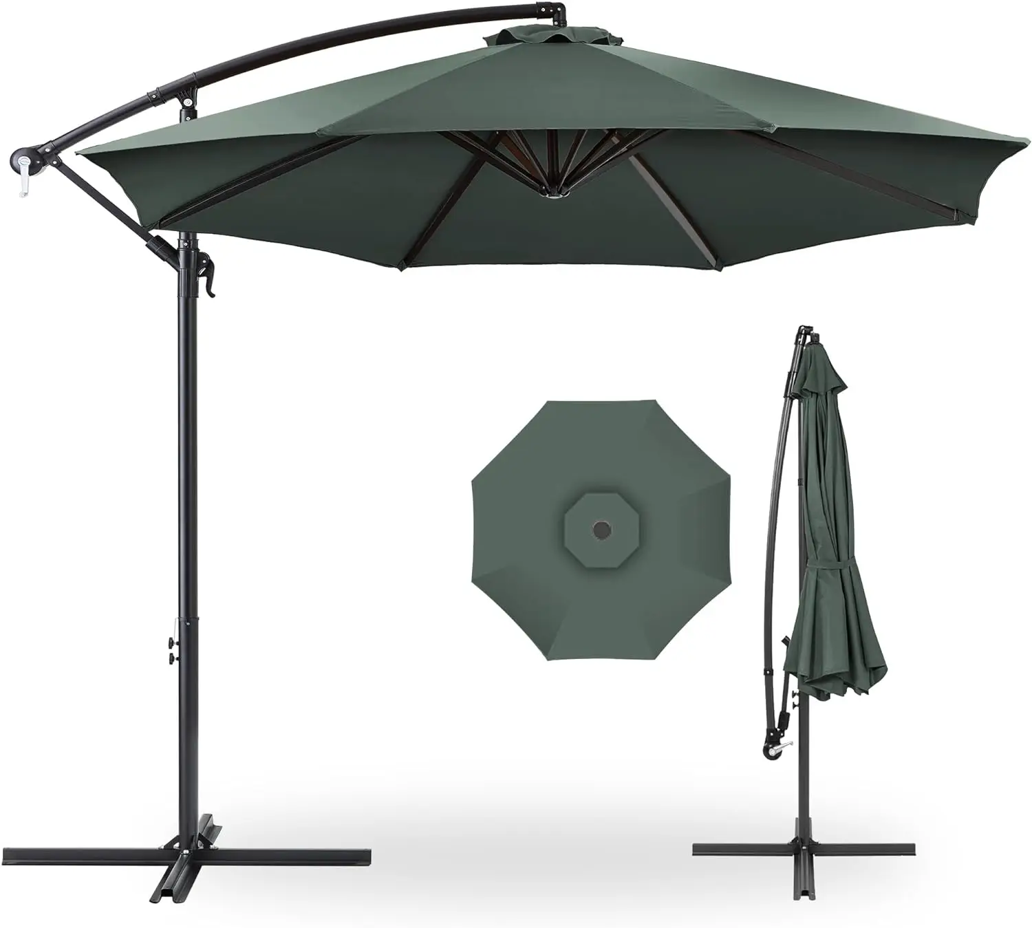 

Offset Hanging Market Patio Umbrella w/Easy Tilt Adjustment, Polyester Shade, 8 Ribs for Backyard, Poolside, Lawn and Garden