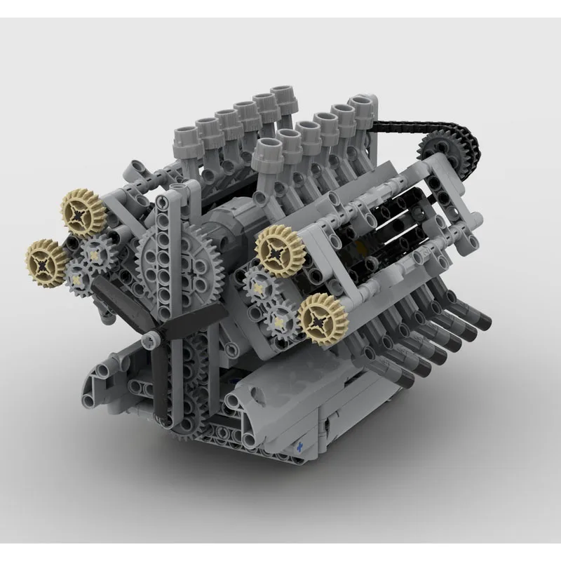 محرك V12 مع نموذج كتلة تجميع ، بناء ، لغز تعليمي ، لعبة عيد ميلاد ، هدية للأطفال