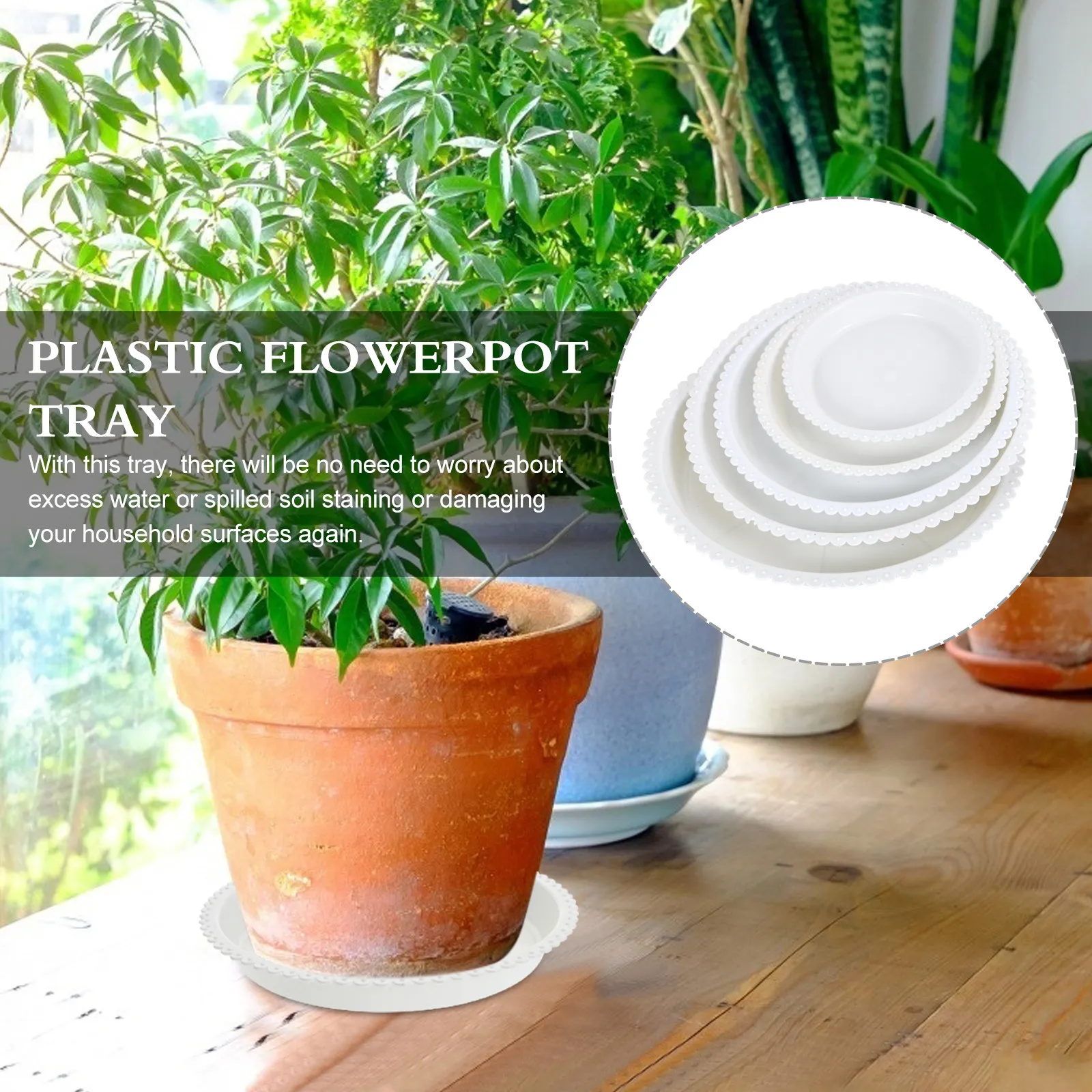 25Pcs Premium Plastic Flowerpot Tray Saucer for Indoor Outdoor Gardening Drip Water Drainage Base Plate Plant Pot Accessory