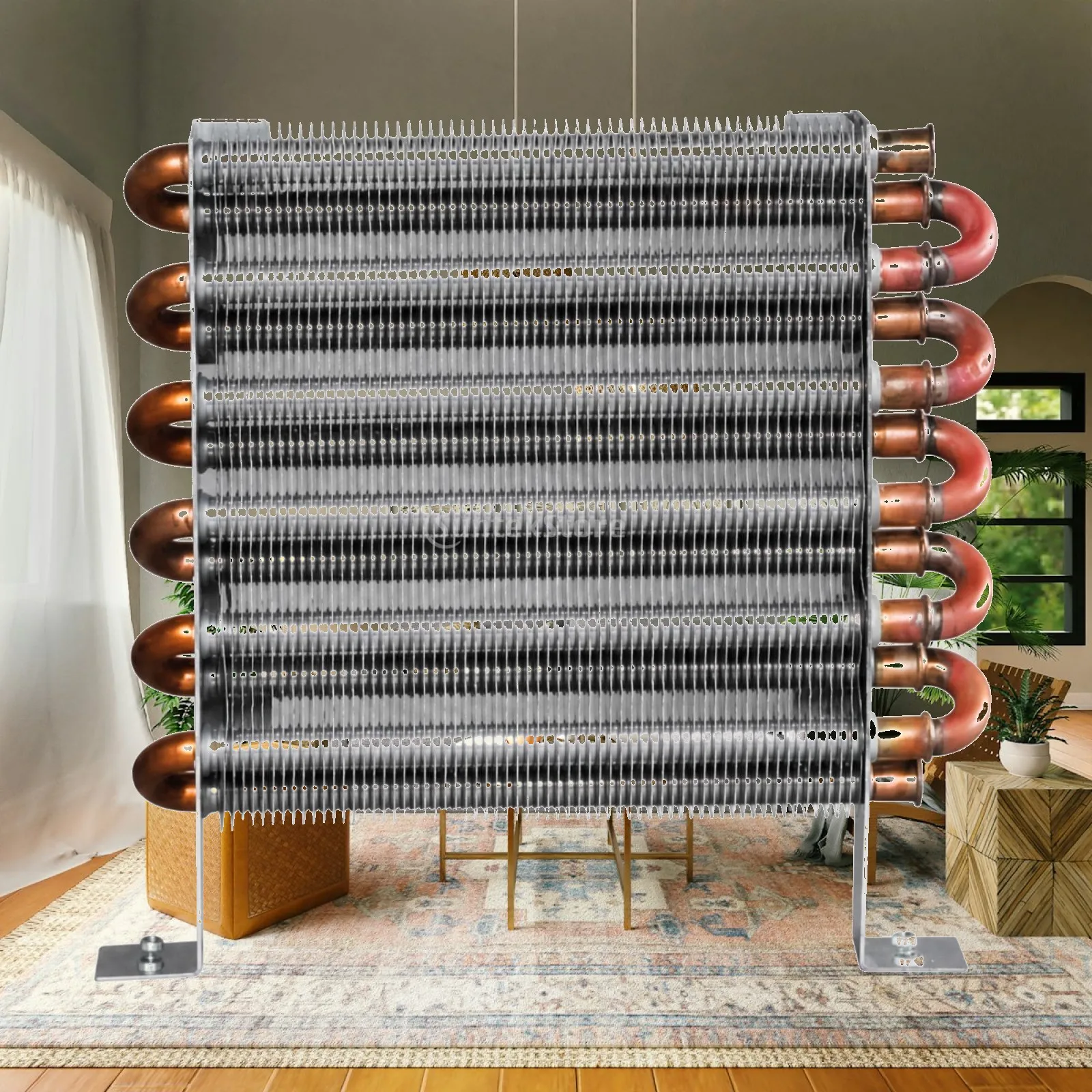 Mini Heat Exchanger Air Cooled Condenser Copper Aluminum Fins for Cabinet Heater Water Chiller Compact Cooling Setup