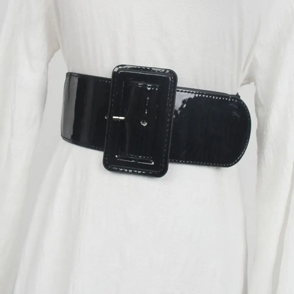 Adjustable Women Belt Perforated Adjustable Length Belt Adjustable Women’s Belt with Wide Elastic Waistband Faux Leather