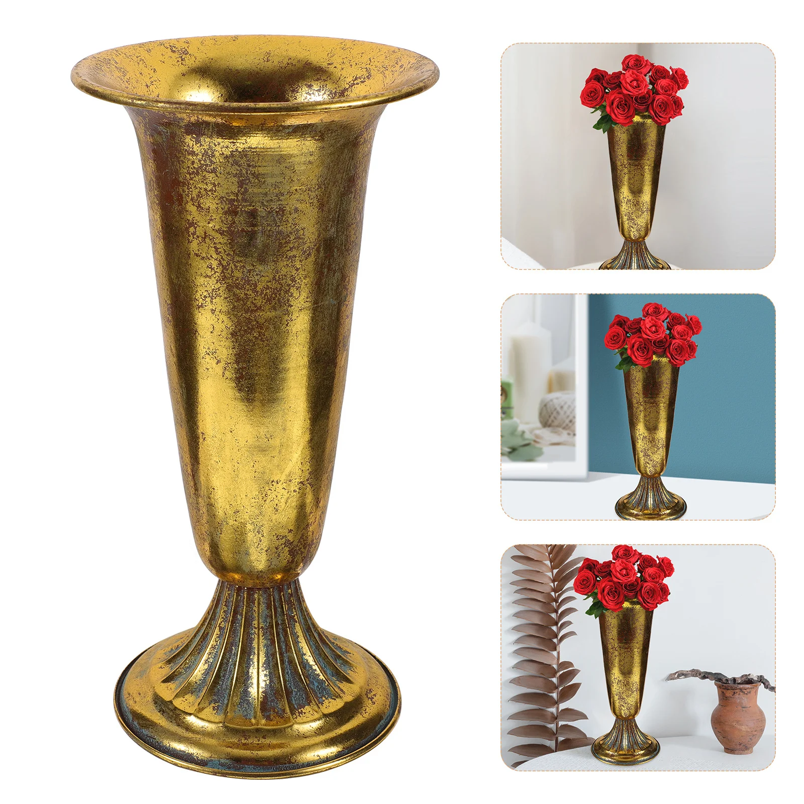 

1pc Roman Style Balcony Flowerpot Flowerpot Sturdy Iron Art Planter For Wedding Balcony Garden Decorative Plant Holder