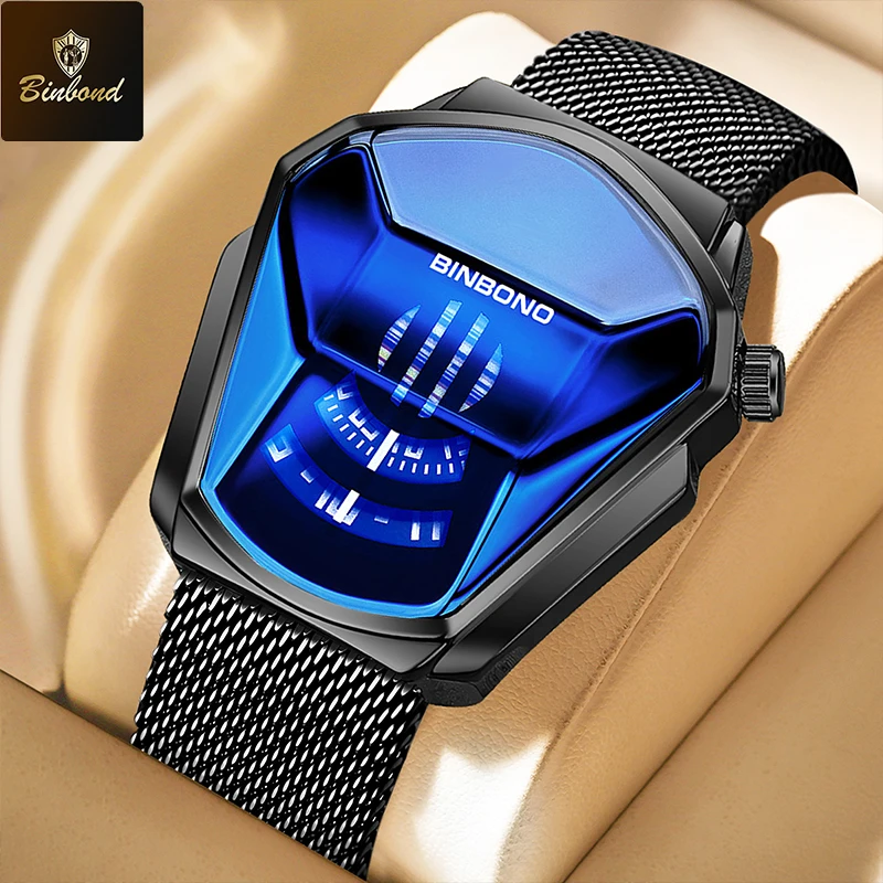 BINBOND แบรนด์ชั้นนําเทรนด์เย็นผู้ชายกันน้ํากีฬานาฬิกาข้อมือหรูหราเทคโนโลยีสแตนเลสแฟชั่นนาฬิกาควอทซ์สําหรับผู้ชาย