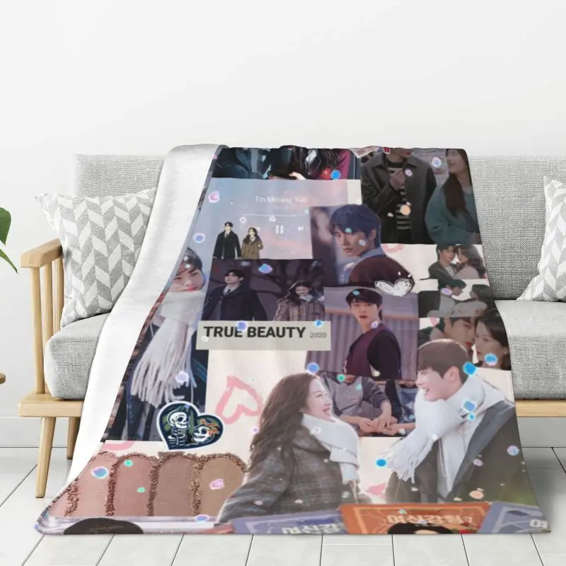 Custom True Beauty Blankets Warm Flannel Hwang In Youp Cha EunWoo Throw Blanket for Sofa Office Bedspreads