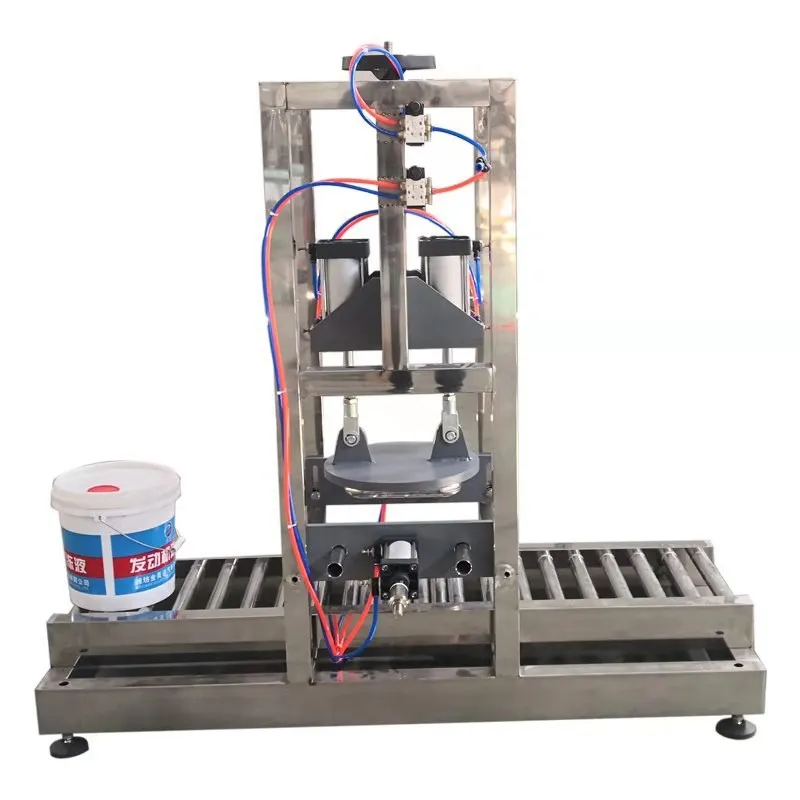 

Полуавтоматическая пневматическая водорастворимая масляная машина с большой крышкой, пластиковое ведро, пневматическая укупорочная машина, запечатывающая машина