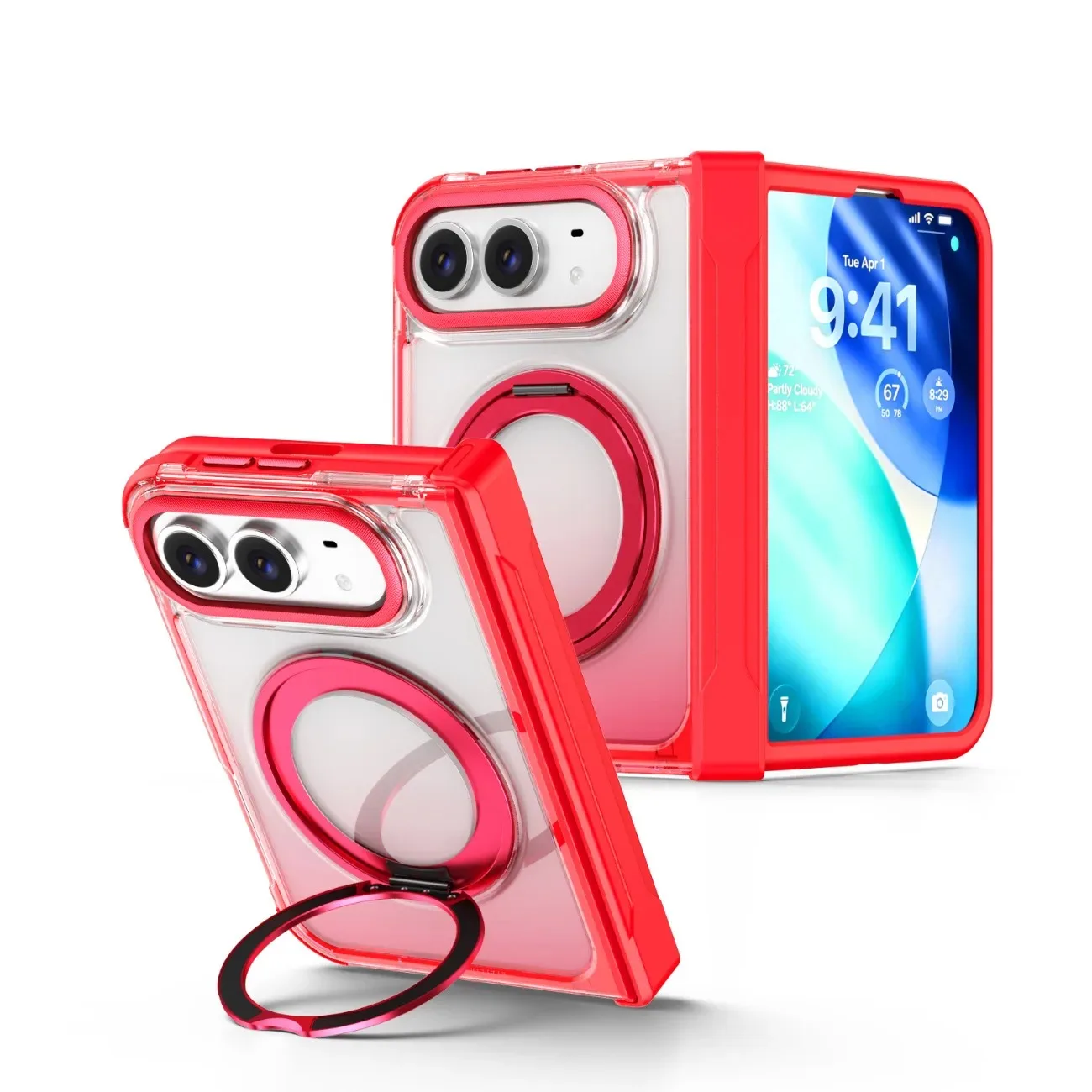 360 Rotating Magnetic Ring Holder Phone Case for IPhone Duo for Apple Fold for Magsafe Wireless Charging Hinge Protection Cover