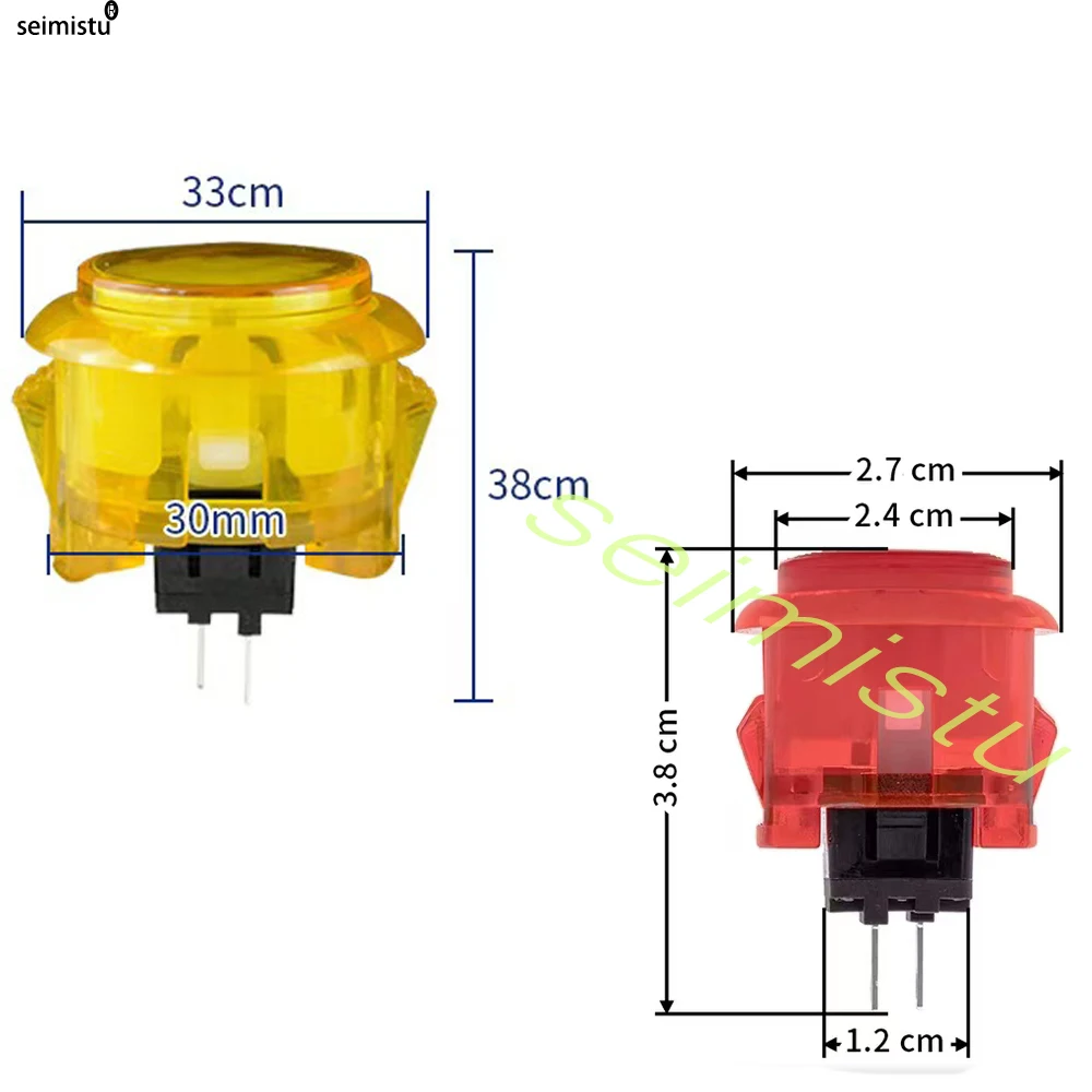 10 Stück klare Drucktaster 24 mm 30 mm langlebig Multicade Videospielkonsole Kopie Sanwa Obsc Hitbox Controller Tablero Arcade PC Neo G – Detail 4