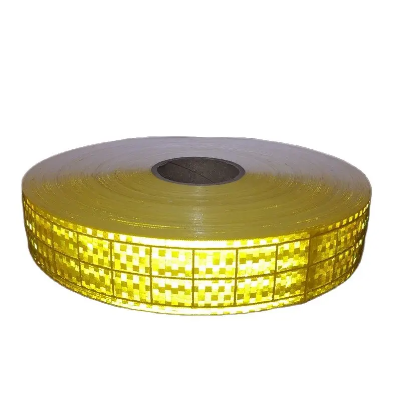 5CM * 100M Microprism PVC Reflecterende Fluorescerende Waarschuwing Tape Genaaid Voor De Kleding