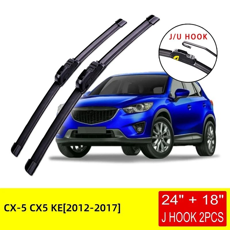 Front Wiper Brush Tool Accessories U J Hook For Mazda CX-5 CX5 KE 2012 2013 2014 2015 2016 2017 Length: 24Inch + 18Inch