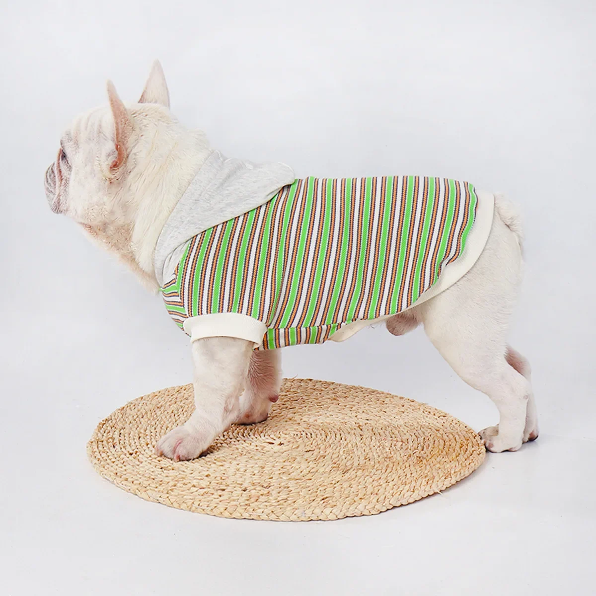 

Wholesale Dog Shirts 100% Cotton Pet Clothes with Hat Stripes Hoodie Shirts for Dogs